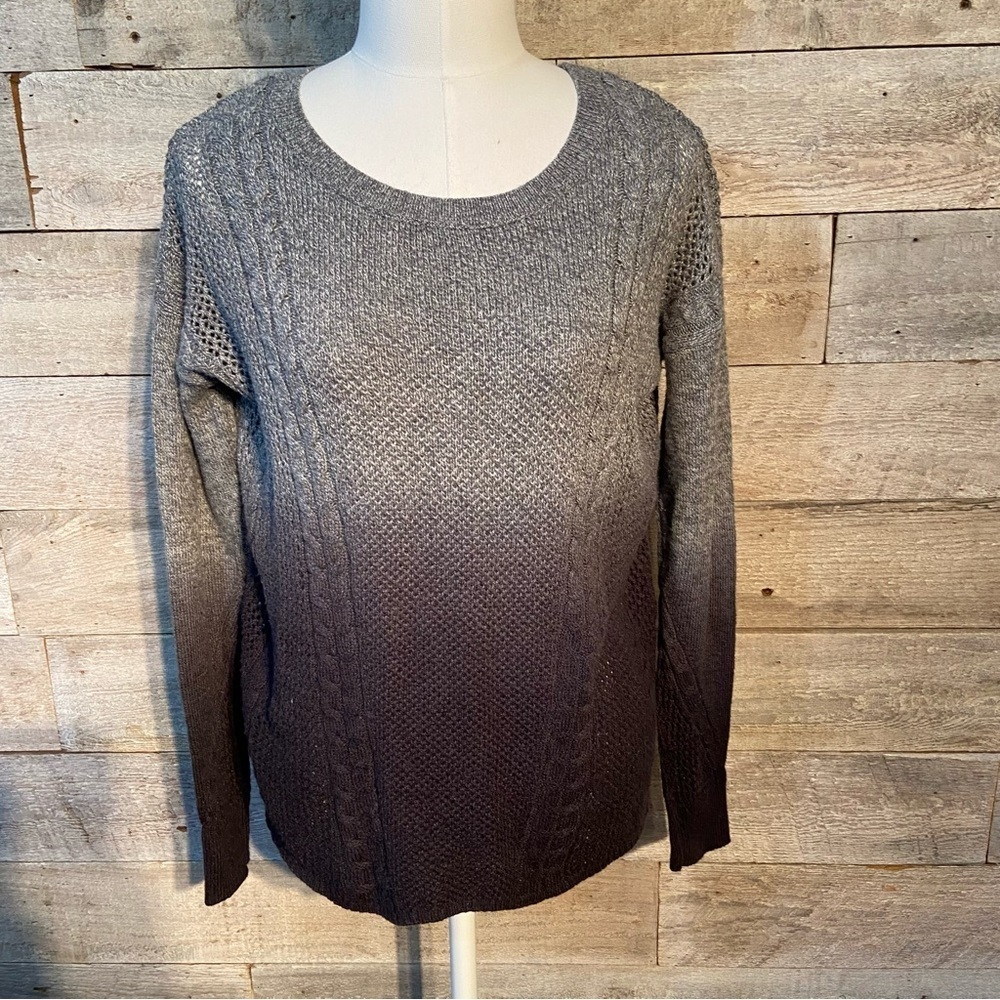 American eagle outfitters grey black ombré cable knit sweater in size x-small